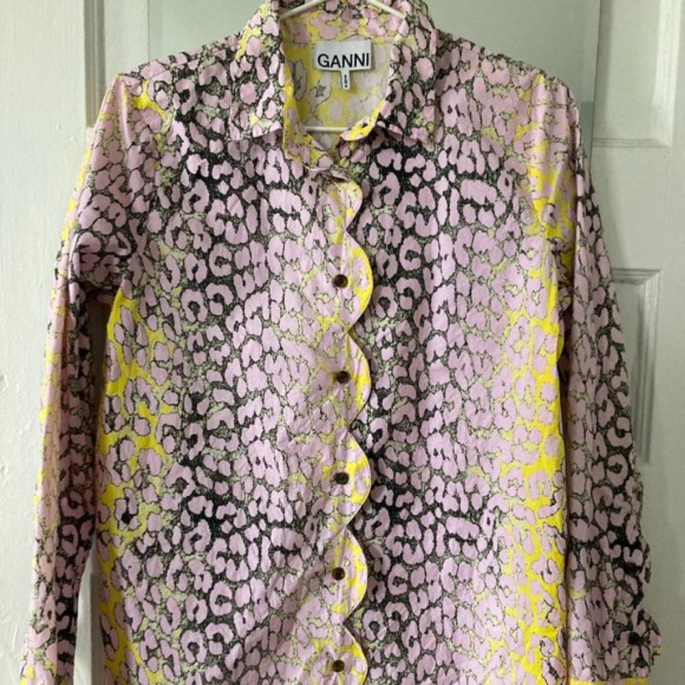 GANNI Shirt with Scalloped Details